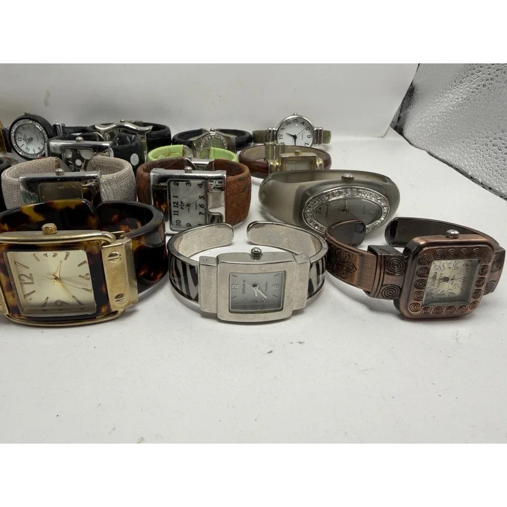 Mixed Brands Cuff Bangle Bracelet Watches Lot Of 20 Mixed Materials